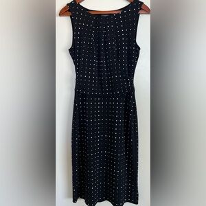 Ann Taylor Dark Navy Polka Dot Sleeveless Dress XS
